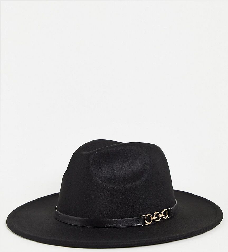 My Accessories London Exclusive black fedora with chain detail  Black