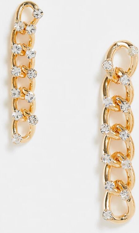 Nali chain earrings with crystals-Gold  Gold