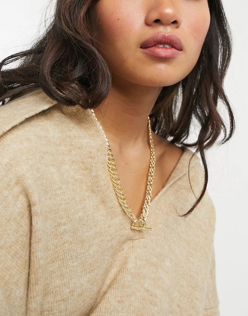 Nylon curb choker necklace in gold  Gold