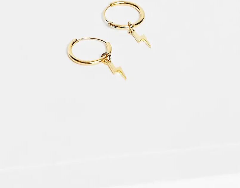 Orelia micro lightning drop huggie hoop earrings in gold plate  Gold