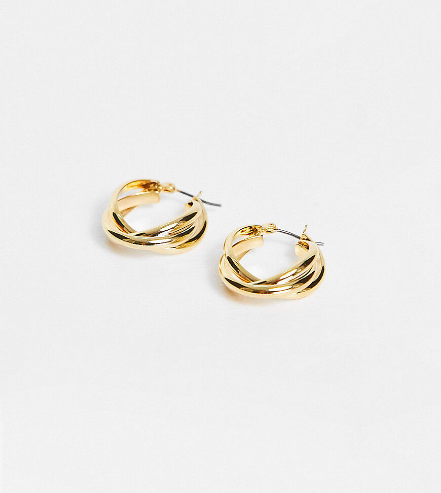 Orelia triple hoop earrings in gold plate  Gold