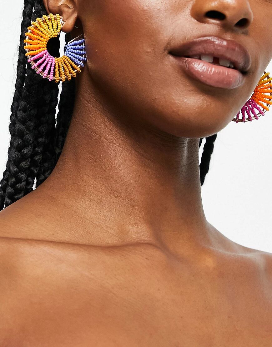 Pieces beaded hoops in multicolour  Multi