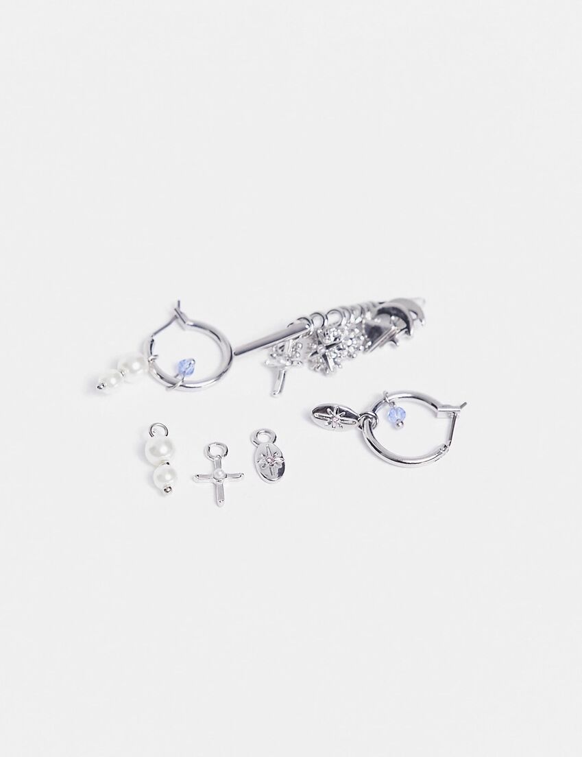 Pieces 'build your own' charms hoop earrings in silver  Silver