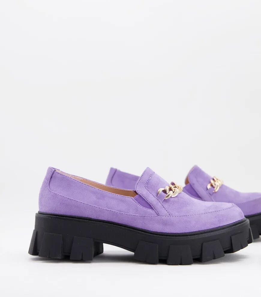 RAID Alessio chunky flat shoes with gold chain detail in lilac-Purple  Purple