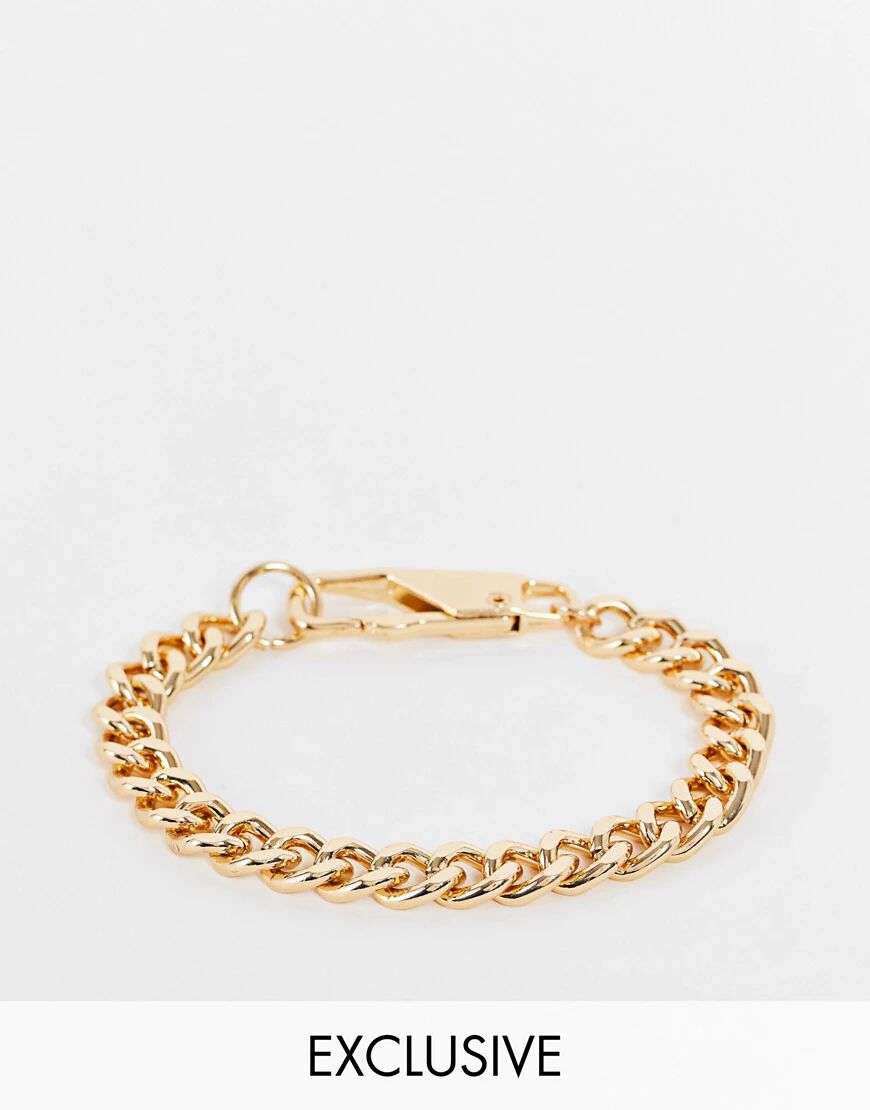 Reclaimed Vintage inspired chunky chain bracelet with carabiner clasp in gold  Gold