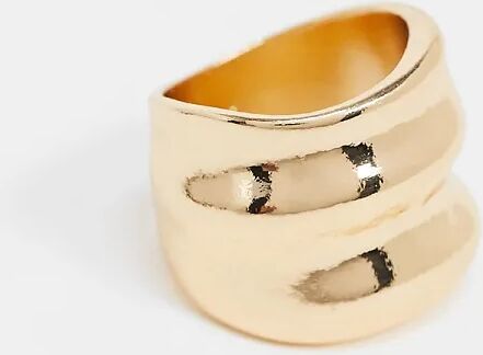 Reclaimed Vintage inspired chunky hammered ring in gold  Gold