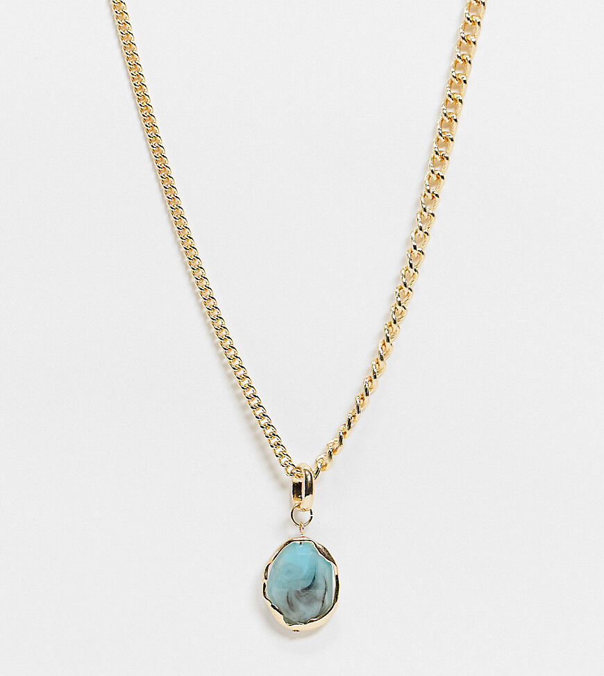 Reclaimed Vintage inspired necklace with amazonite look pendant in gold  Gold