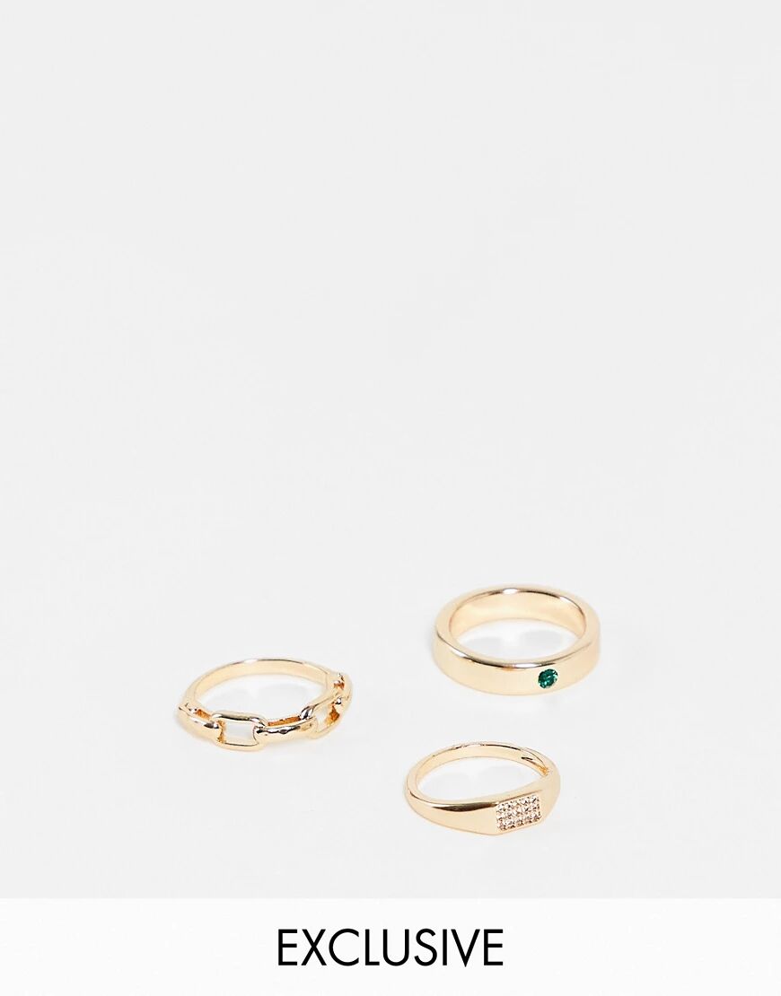 Reclaimed vintage inspired rings 3 pack in gold  Gold