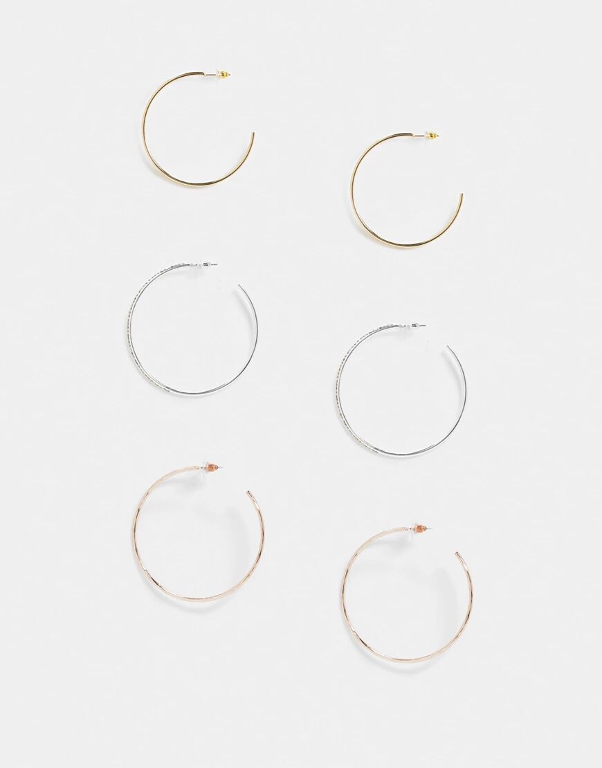 River Island 3 hoop earring pack in rose gold  Gold