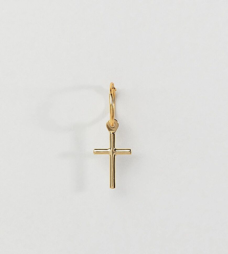 Serge DeNimes gold plated cross hoop earring in solid silver with gold plating  Gold