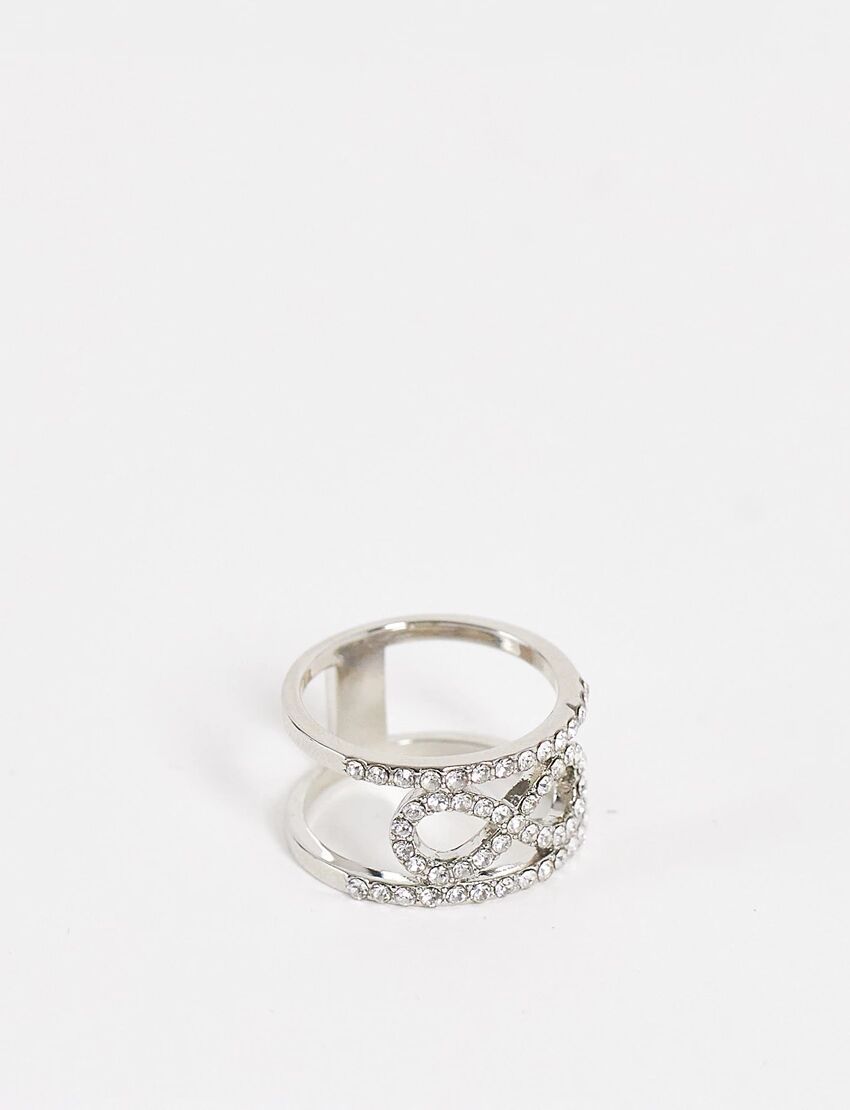 True Decadence ring with pave and bow detail-Silver  Silver