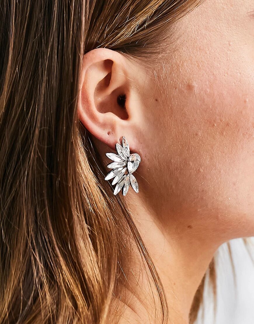True Decadence spiked stud earrings in crystal-Silver  Silver