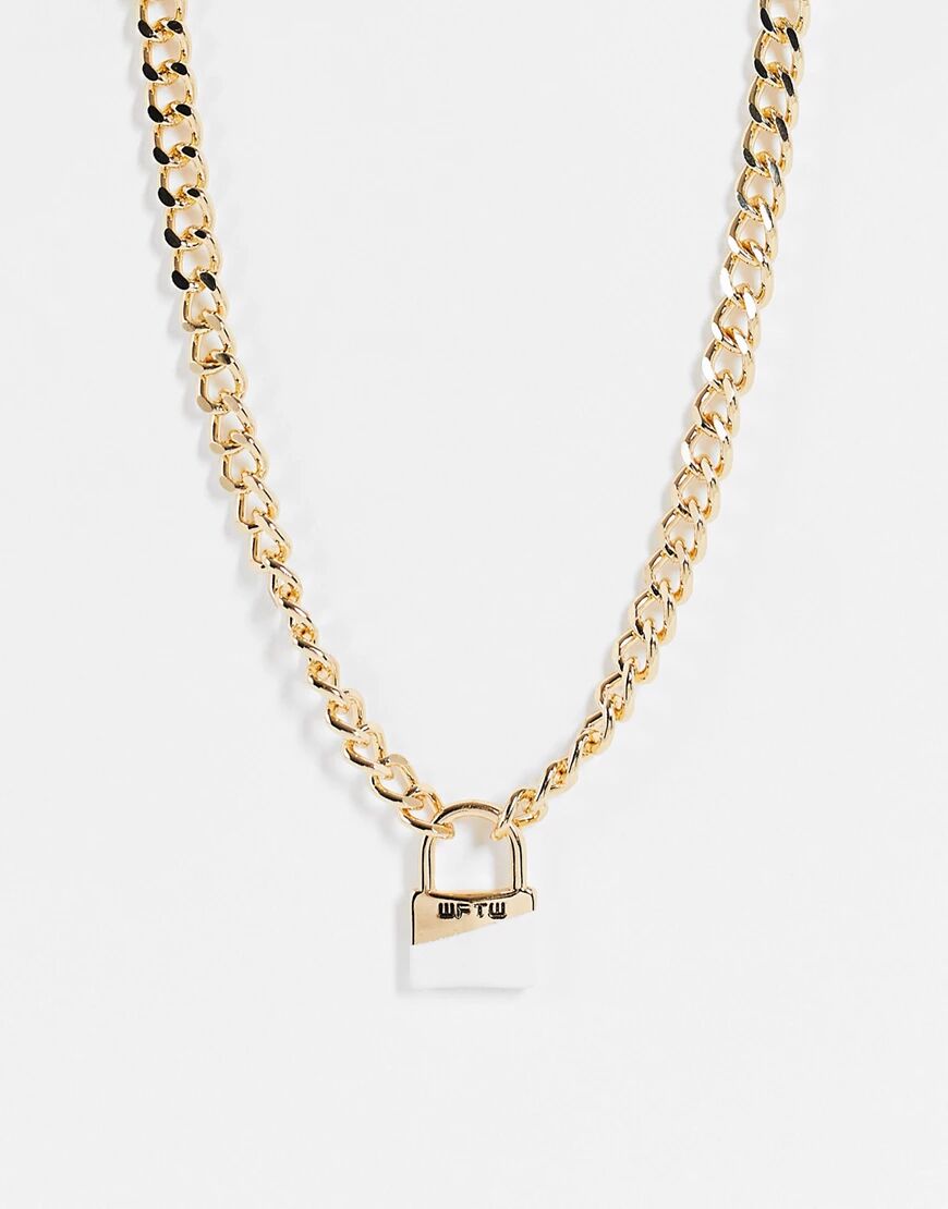 WFTW dipped padlock chain pendant in gold  Gold