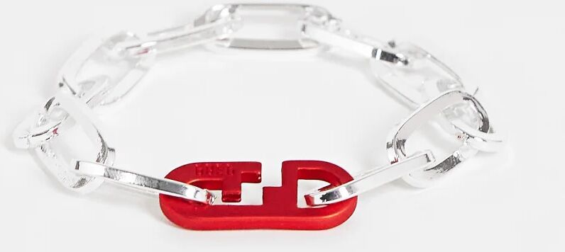 WFTW red clasp chain bracelet in silver  Silver