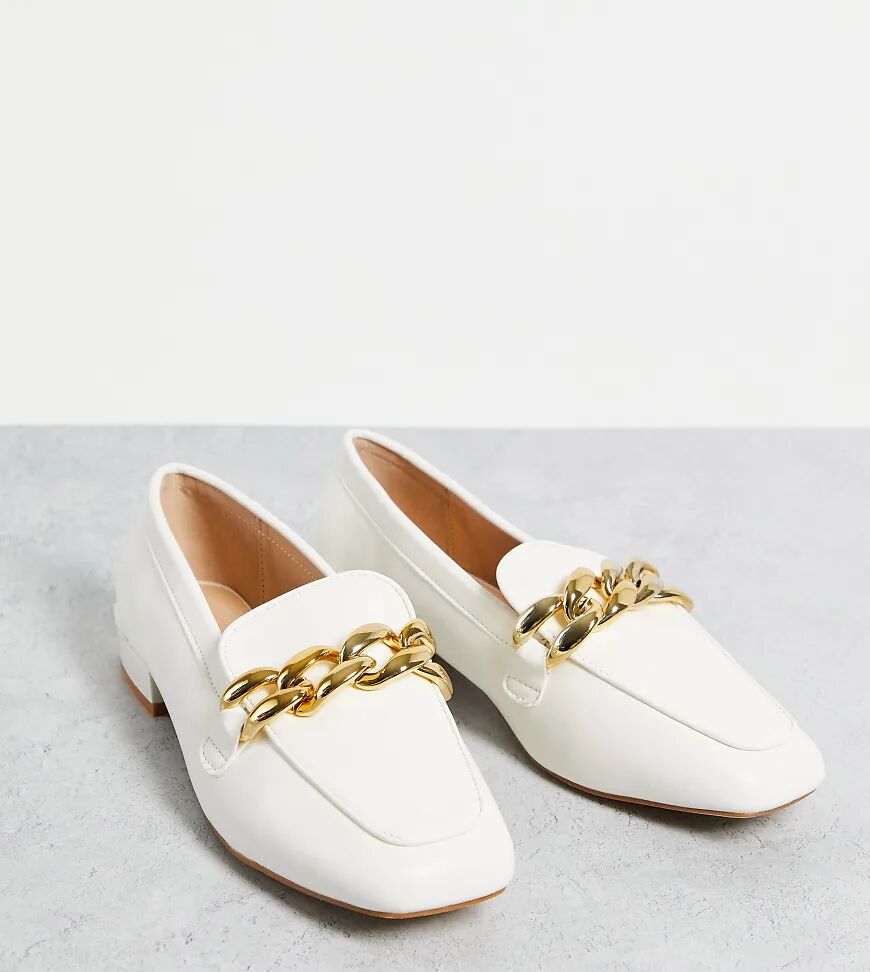 Z_Code_Z Wide Fit Z_Code_Z Exclusive Wide Fit Layla vegan flat shoes with chain detail in white-Neutral  Neutral