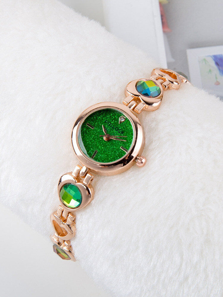 Newchic 4 Colors Alloy Rhinestone Women Vintage Watch Decorated Pointer Discolored Quartz Watch