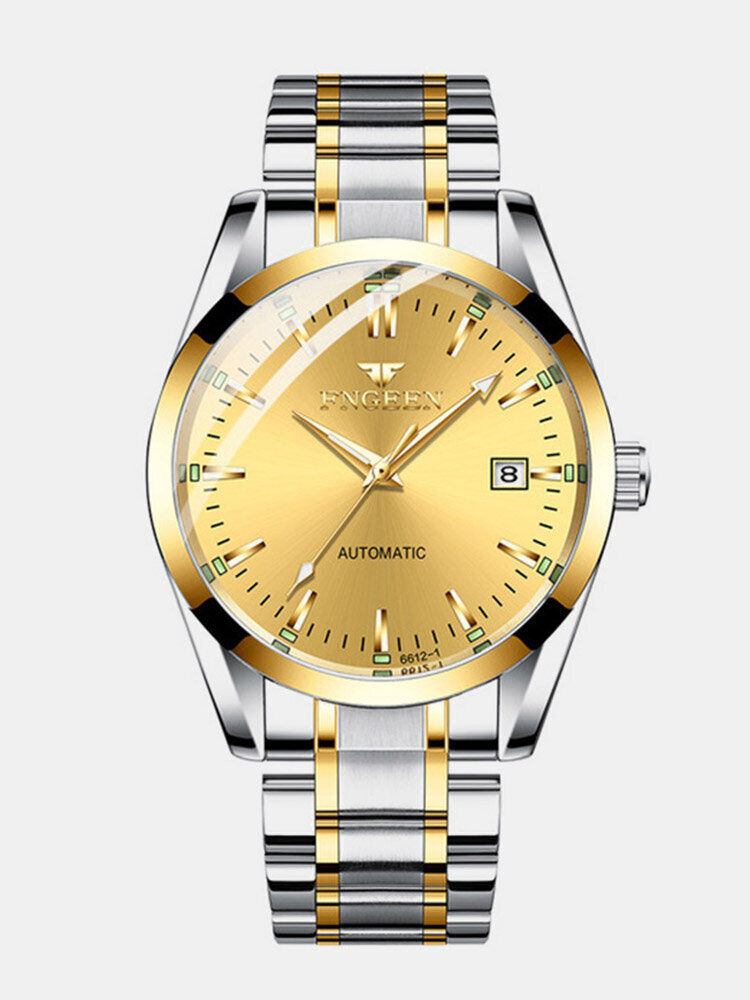 Newchic Fashion Men Business Style Full Steel Watch Luminous Display Automatic Mechanical Watch