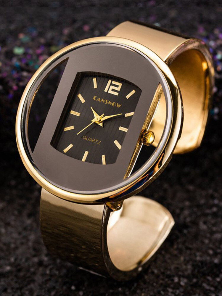 Newchic 8 Colors Alloy Women Double-sided Hollow Dial Opening Band Bracelet Watch Decorative Pointer Simple Quartz Watch