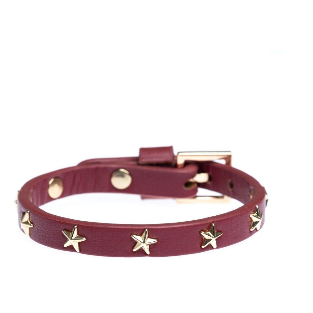 Dark Leather Star Stud Bracelet Mini Brun Female