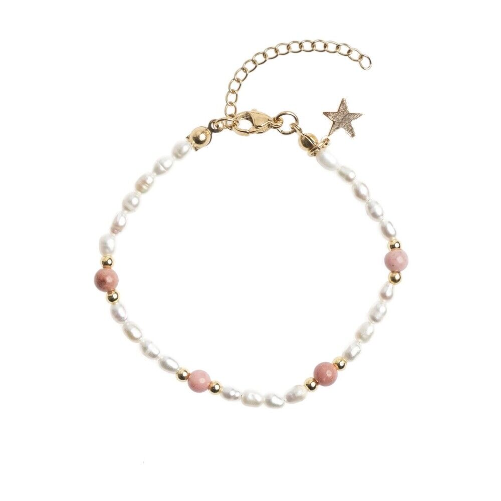 Dark Oval Pearl Bracelet W/Natural Stone Rosa Female