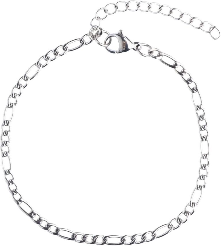 Dark Figaro Bracelet XX Thin Silver Grå Female