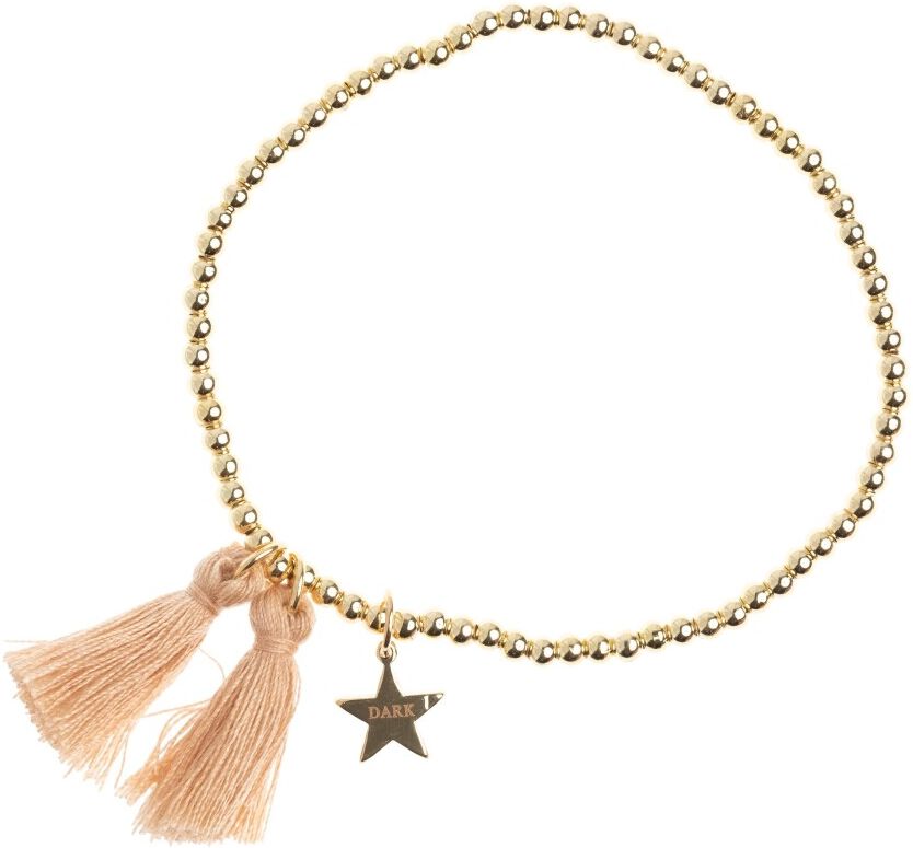 Dark Metal Bead Bracelet W/Tassel Beige Female