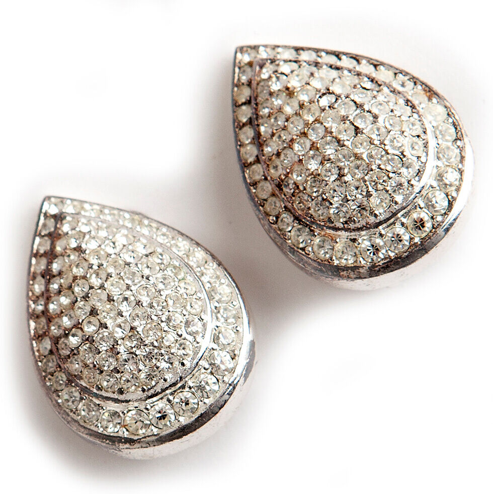 Dior Vintage Pre-owned teardrop Crystals clip on earrings Grå Female