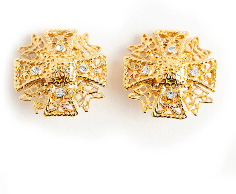 Kenneth Jay Lane Pre-owned Maltese Crown Earrings Gul Female