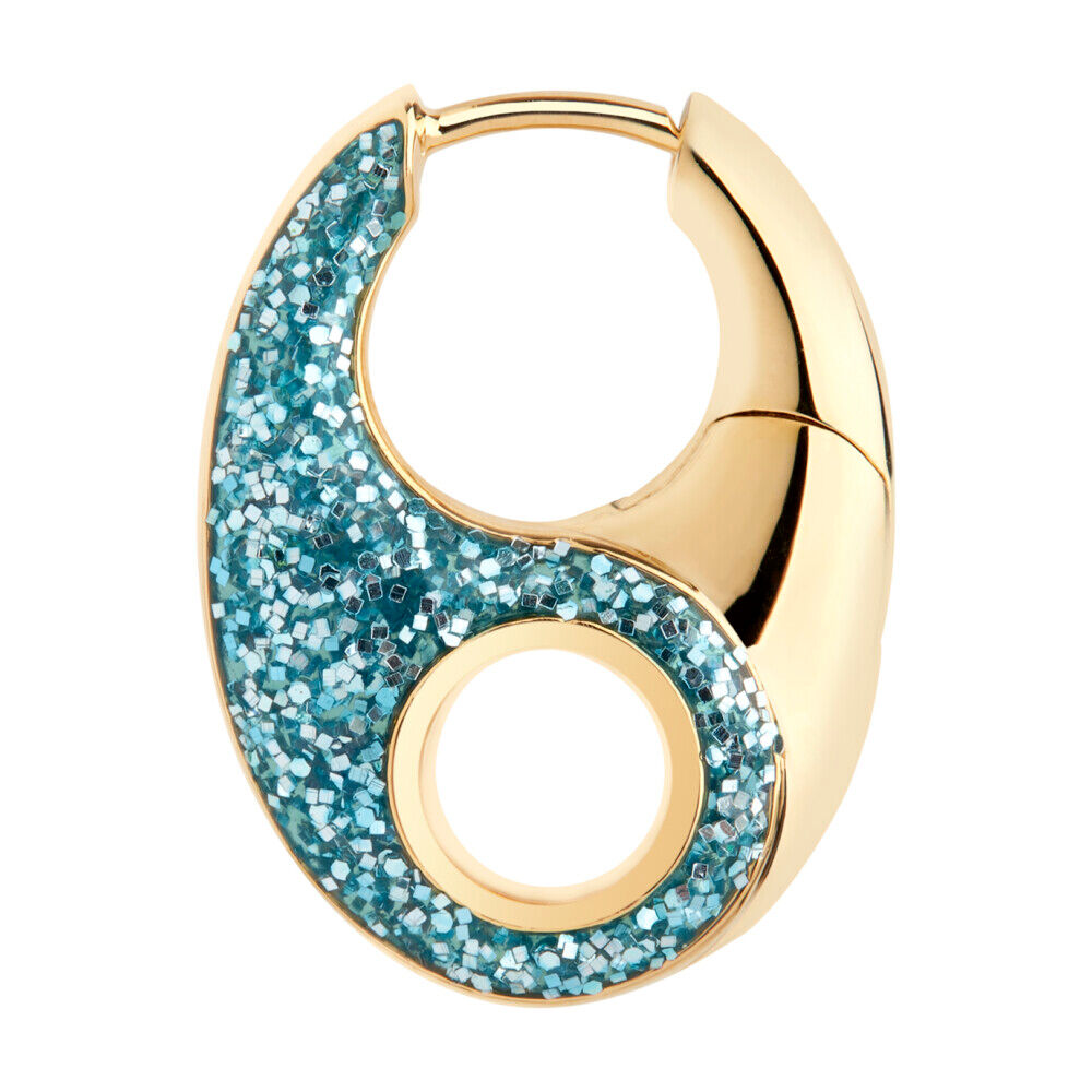 Maria Black Vogue Earring Ocean Glitter Right Gold Hp Smykker Blå Female