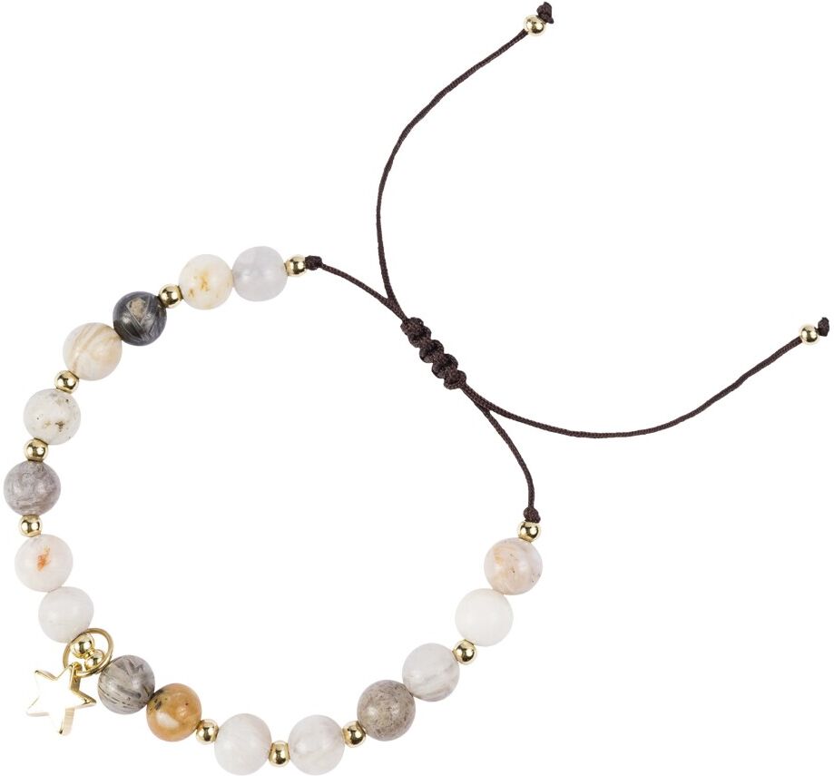 Dark Stone Bead Bracelet 6 MM Beige Female