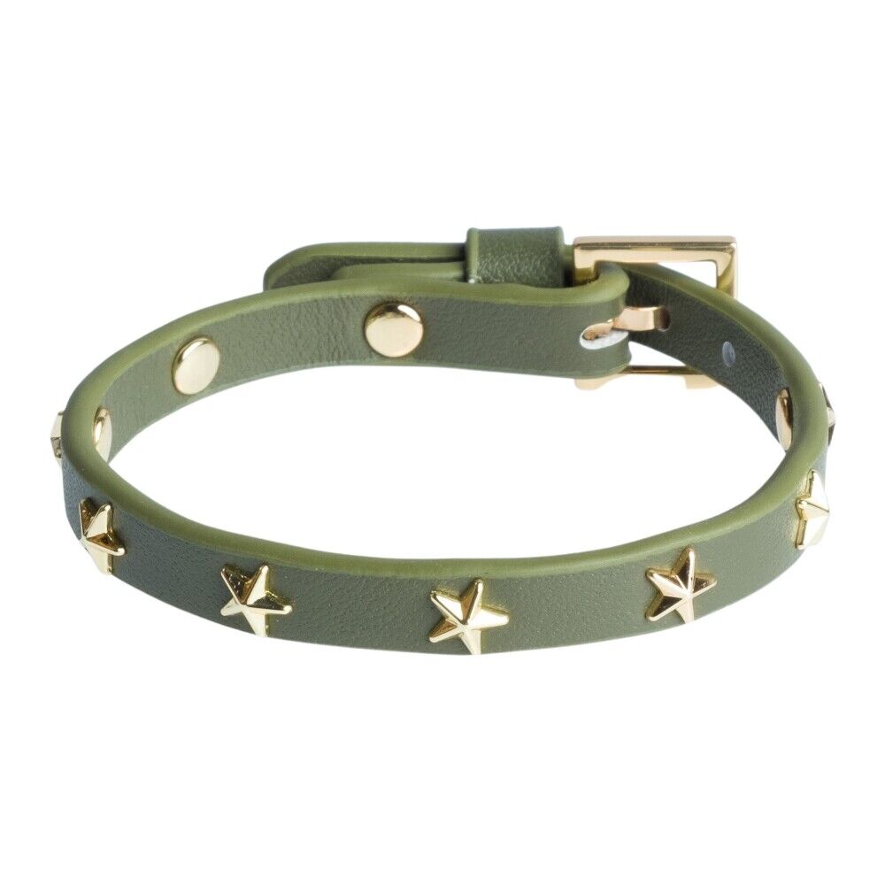 Dark Leather Star Stud Bracelet Mini Grønn Female