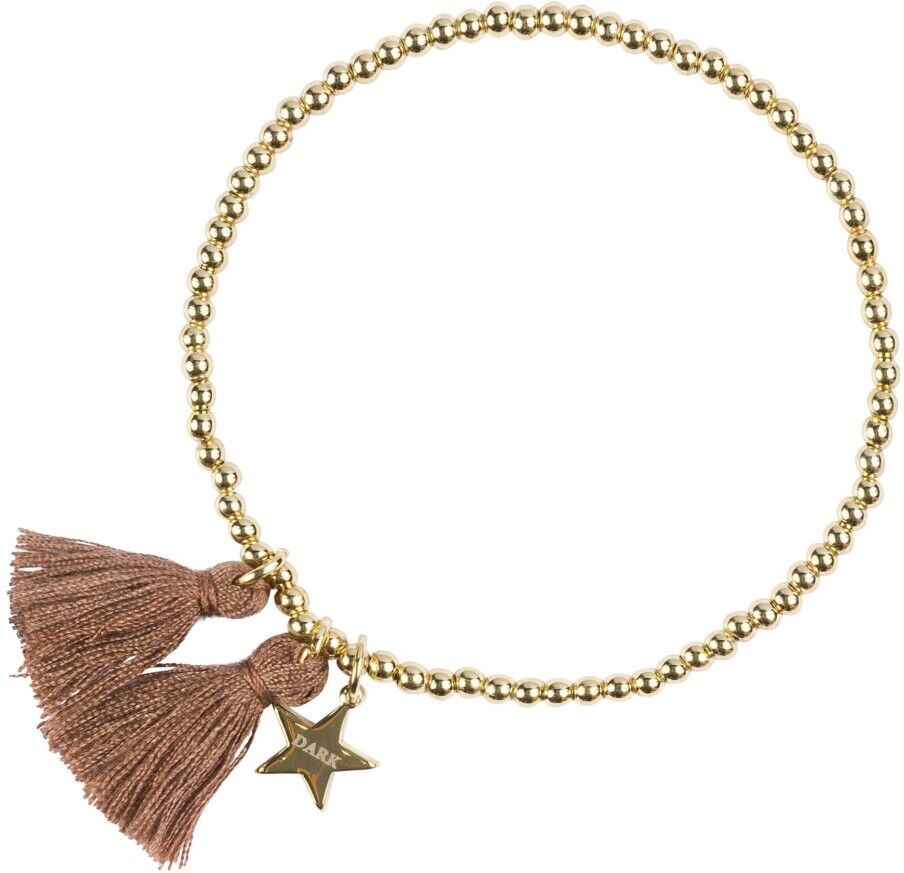 Dark Metal Bead Bracelet W/Tassel Brun Female