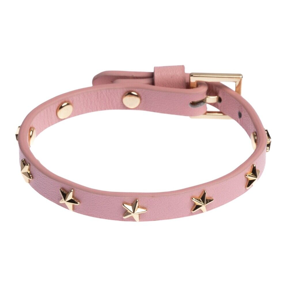 Dark Leather Star Stud Bracelet Mini Blossom Rosa Female