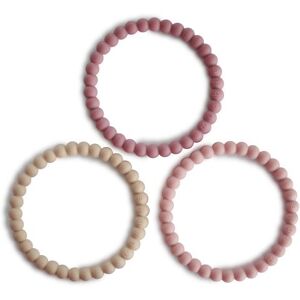 Mushie Pearl Bitis-Armband Linen/Peony/Pale Pink