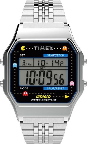 Timex T80 Pac Man Collection Bracelet Silver Tone