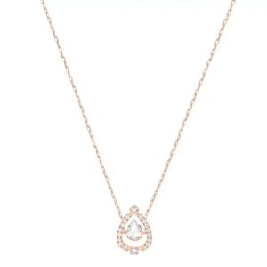 Swarovski Sparkling Dance Pear Necklace, White, Rose Gold Plating