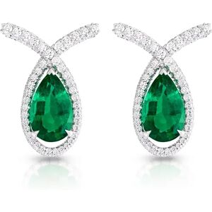 Faberge Treasures Cotillon 18ct White Gold Emerald Diamond Pear Cut Earrings