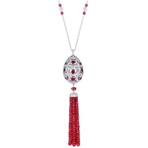 Faberge Imperial Imperatrice Ruby Tassel Pendant - Silver