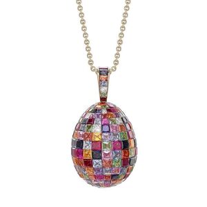 Faberge Treasures Mosaic Multi-Coloured Pendant - Silver