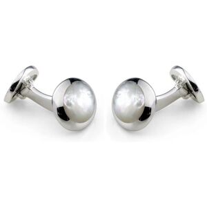 Deakin & Francis Cufflinks Sterling Silver Oval White Mother of Pearl - Silver