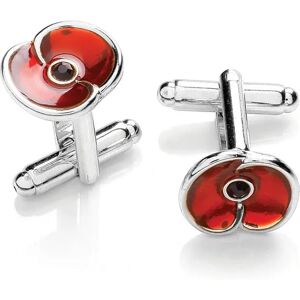 The Poppy Shop Silver Tone Enamel Cufflinks with Jet Swarovski