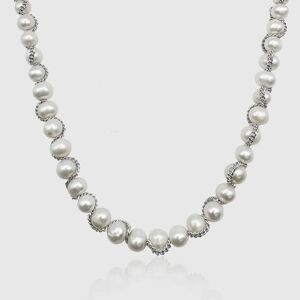 Pearls Chain Wrap Real Pearl Necklace (Silver)