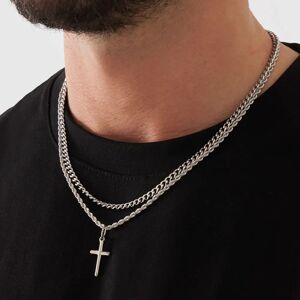 CRAFTD London Make Your Own Set (Silver) - Cross + Chain / Cuban 4mm (50cm)