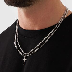 CRAFTD London Make Your Own Set (Silver) - Cross + Chain / Cuban 4mm (55cm)