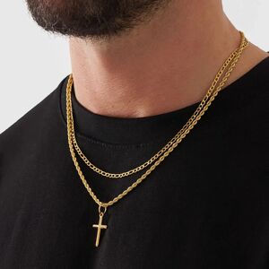 CRAFTD London Make Your Own Set (Gold) - Cross + Chain / Figaro 3mm (50cm)