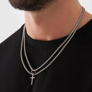 CRAFTD London Make Your Own Set (Silver) - Cross + Chain / Wheat 3mm (55cm)