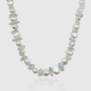 Pearls Blue Quartz Real Pearl Necklace (Gold)