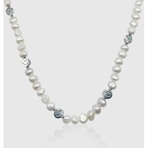 Pearls Smiley Real Pearl Necklace (Silver)