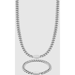 Silver Cuban Chain & Bracelet Set - Men's Jewelry Gift Sets   CRAFTD London