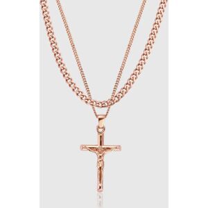 CRAFTD London Crucifix and Cuban Set (Rose Gold) - 50cm